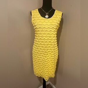 Chelsea & Violet Yellow Scalloped Fringe Bodycon Dress , size XS